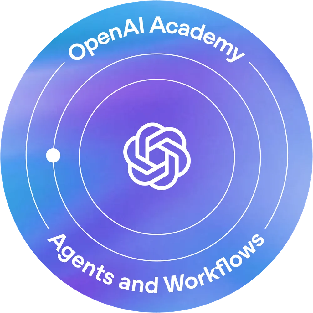 Digital badge Agents and Workflows — OpenAI Academy, cấp cho Lê Văn Quốc Hiệp